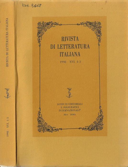 Rivista di letteratura italiana 1998 XVI N. 1-3 (annata completa) - copertina