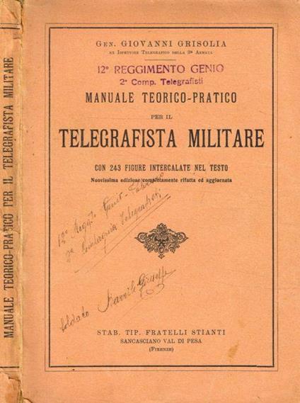 Manuale teorico-pratico per il telegrafista militare - Giovanni Grisolia - copertina