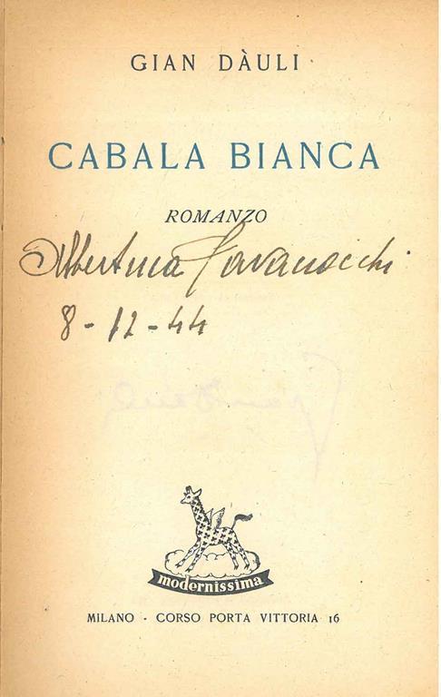 Cabala bianca - Gian Dàuli - copertina