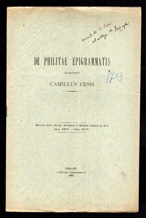 De Philitae Epigrammatis - Camillo Cessi - copertina