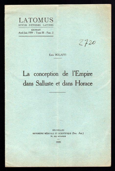 La conception de l'Empire dans Salluste et dans Horace - Ezio Bolaffi - copertina