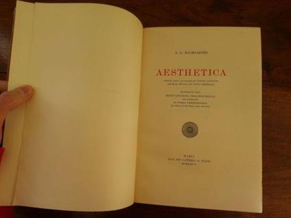 Aesthetica - Alexander G. Baumgarten - copertina