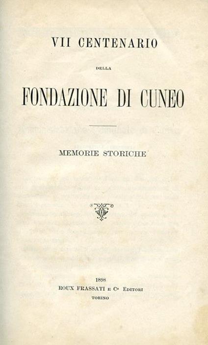 VII centenario della fondazione di Cuneo - Costanzo Rinaudo - copertina