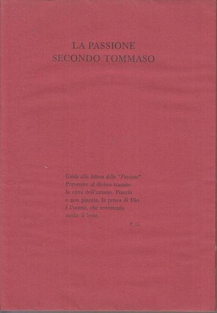 La Passione Secondo Tommaso - Piero Genovesi - copertina