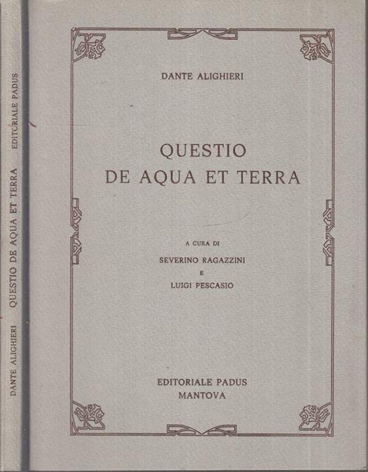 Questio De Aqua Et Terra Pescasio - Dante Alighieri - copertina