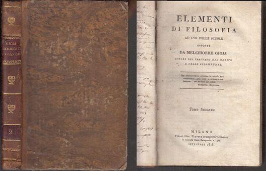 Elementi di Filosofia Tomo Secondo - Melchiorre Gioia - copertina