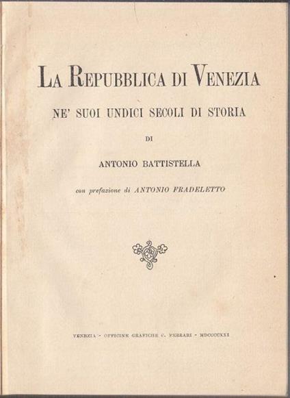 La Repubblica di Venezia - Antonio Battistella - copertina