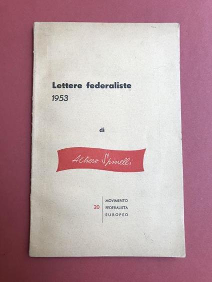 Lettere federaliste 1953 - Altiero Spinelli - copertina