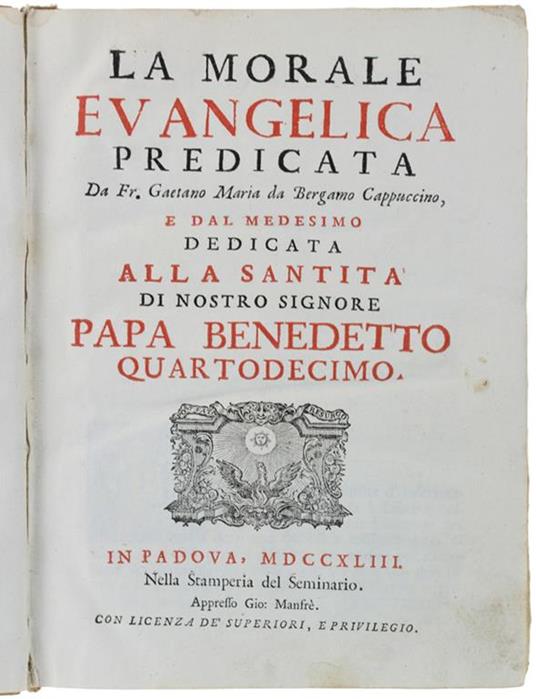 La Morale Evangelica Predicata - Gaetano Maria da Bergamo - copertina