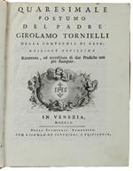 Quaresimale Postumo Del Padre Girolamo Tornielli Della Compagnia Di Gesù