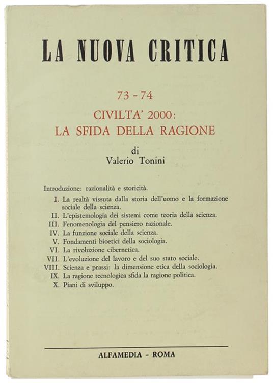 Civilta' 2000 La Sfida Della Ragione. La Nuova Critica, 73-74 - Valerio Tonini - copertina