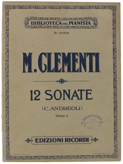 12 Sonate Per Pianoforte (C.Andreoli) - Volume Ii - Muzio Clementi - copertina