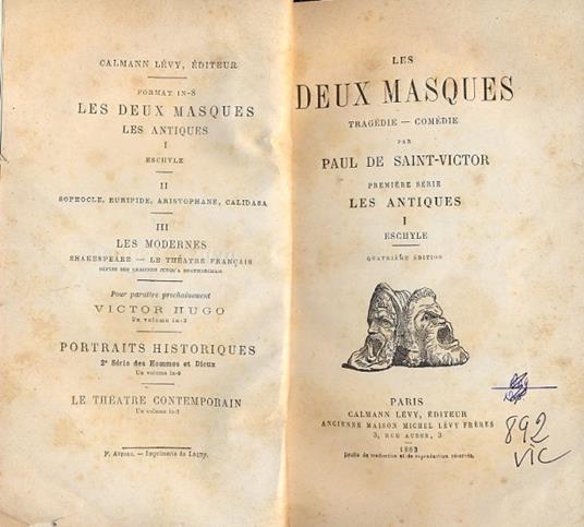 Les Deux Masques. Tragédie - Comédie - copertina