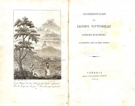 Anacreontiche - Jacopo Vittorelli - copertina