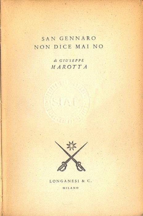 San Gennaro non dice mai no - Giuseppe Marotta - copertina