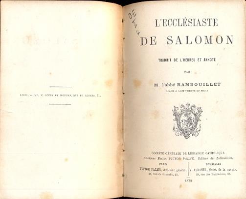 L' Ecclesiaste de Salomon - copertina