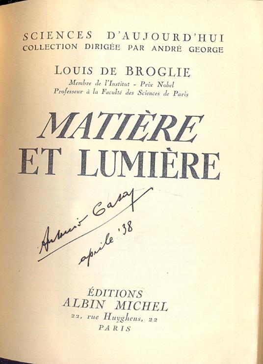 Matiere et lumiere - copertina