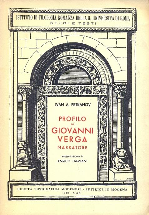 Profilo di Giovanni Verga narratore. Presentazione di Damiani (Istituto di Filologia Romanza della R. Università di Roma) - copertina