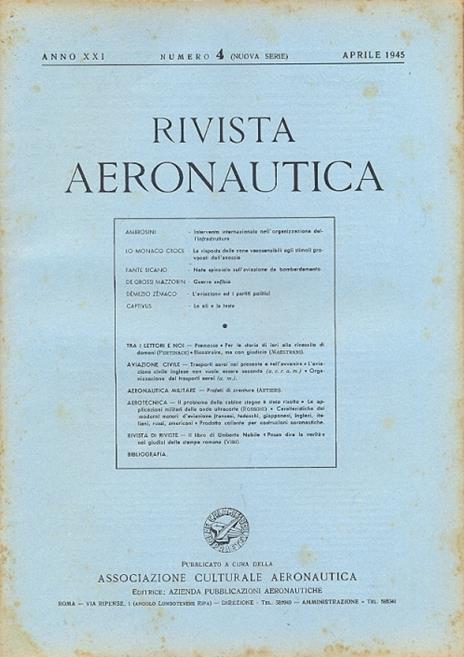 Rivista aeronautica. Rivista mensile, nuova serie - copertina