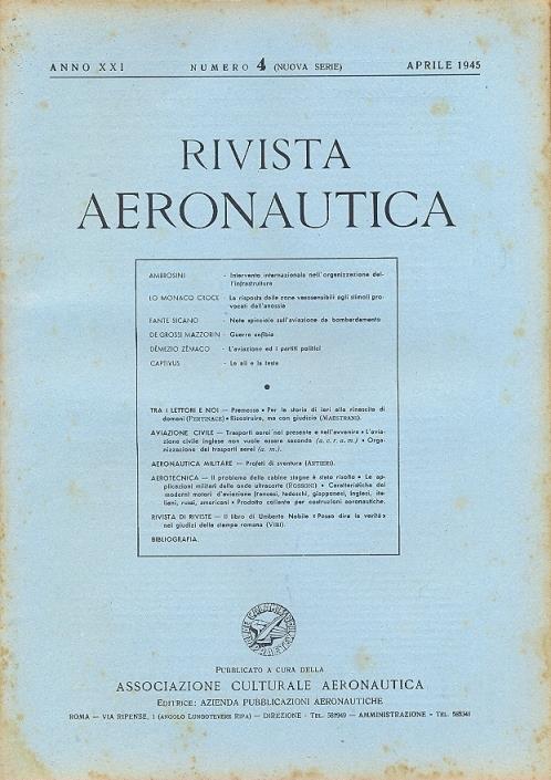 Rivista aeronautica. Rivista mensile, nuova serie - copertina