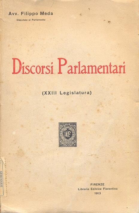 Discorsi parlamentari (XXIII legislatura) - Filippo Meda - copertina