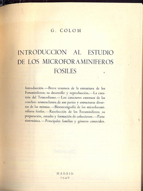 Introduccion al estudio de los microforaminiferos fosiles - copertina