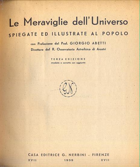 Le meraviglie dell'universo spiegate ed illustrate al popolo - Italo Del Giudice - copertina