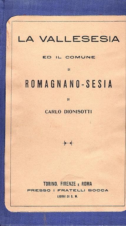 La Vallesesia ed il Comune di Romagnano - Sesia - Carlo Dionisotti - copertina