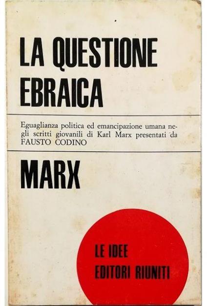 La questione ebraica e altri scritti giovanili - Karl Marx - copertina