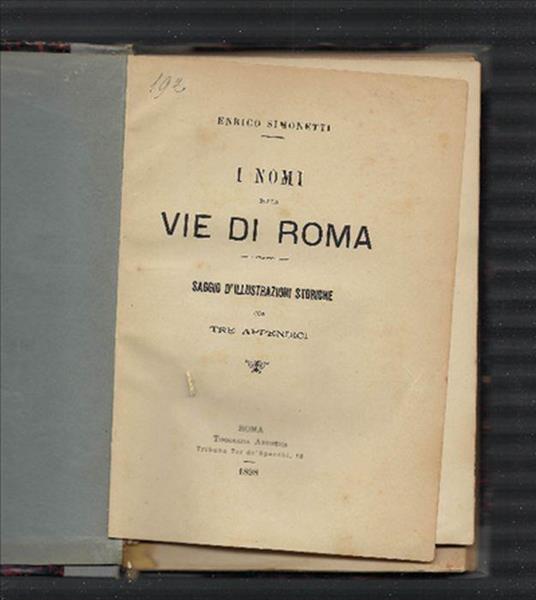 I Nomi Delle Vie Di Roma - Enrica Simonetti - copertina
