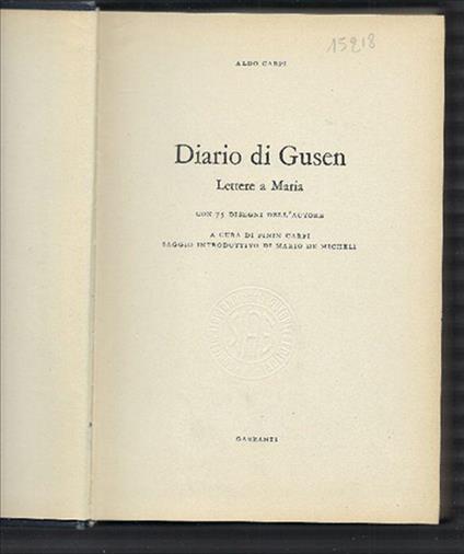 Diario Di Gusen Lettere A Maria - Aldo Carpi - copertina