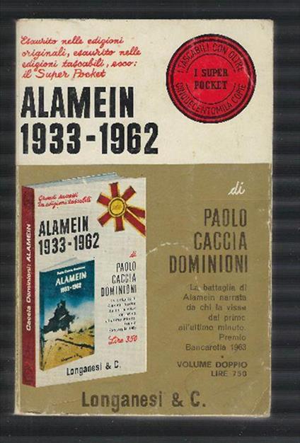 Alamein 1933- 1962 - Paolo Caccia Dominioni - copertina