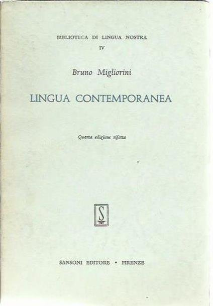 Lingua contemporanea - Bruno Migliorini - copertina