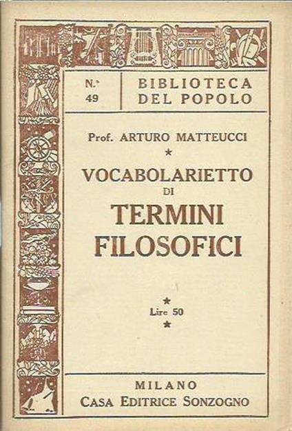 Vocabolarietto di termini filosofici - copertina