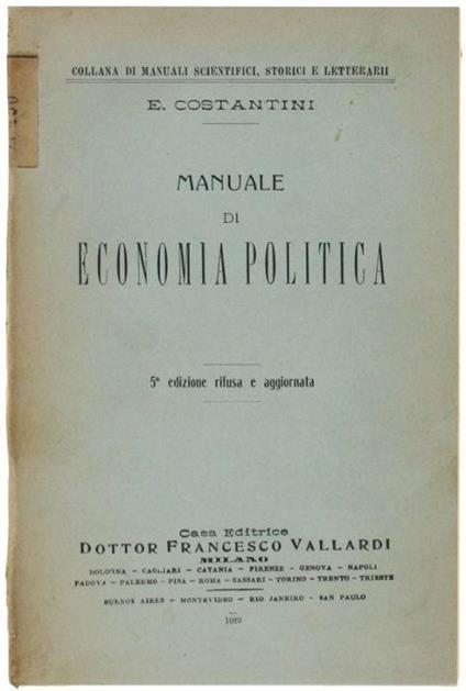 Manuale Di Economia Politica - E. Costantini - copertina