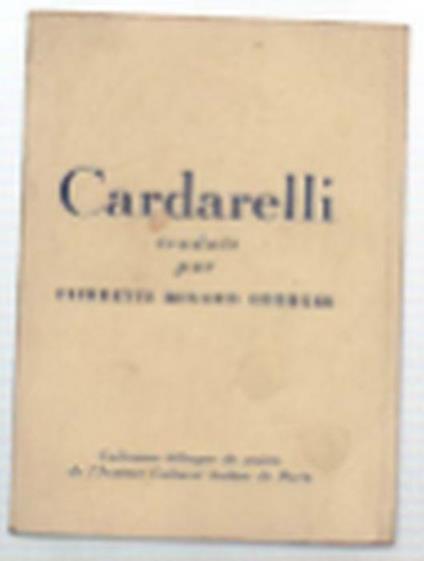 Cardarelli Traduit Par Pierrete Renard Georges - Vincenzo Cardarelli - copertina