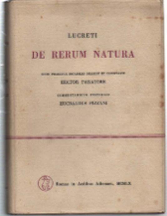 De Rerum Natura - Tito Lucrezio Caro - copertina