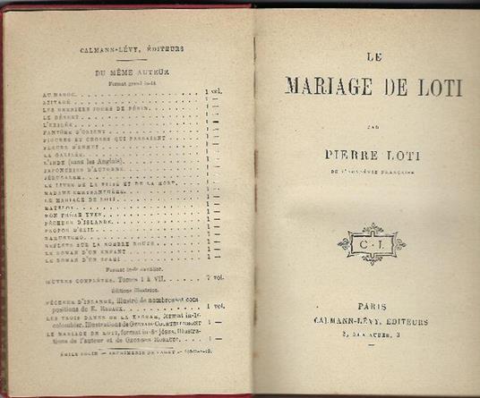 Le Mariage De Loti - Pierre Loti - copertina