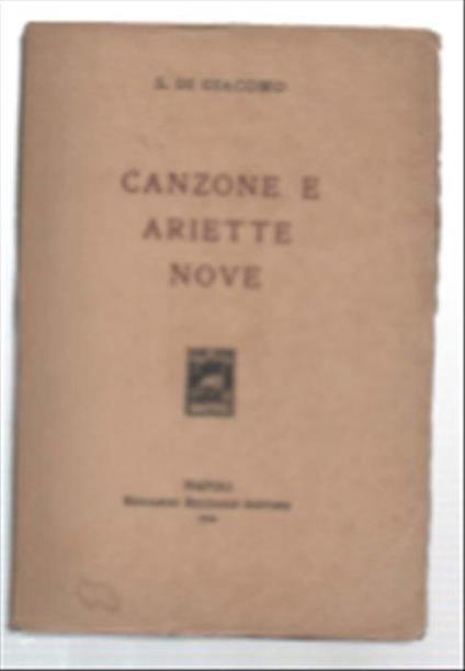 Canzone E Ariette Nove - Di Giacomo - copertina