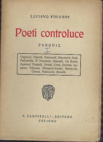 Poeti Controluce Parodie - Luciano Folgore - copertina