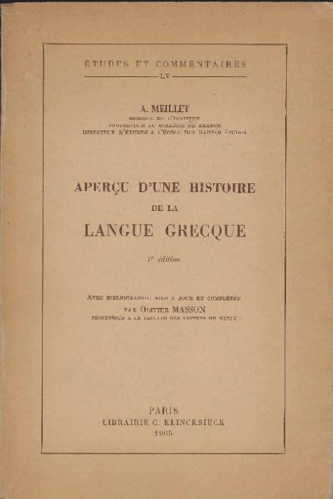 Aperçu D'une Histoire De La Langue Grecque - A. Meillet - copertina