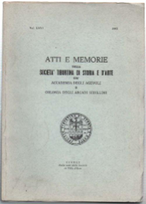 Vol. Lxvi 1993 Atti E Memorie Della Società Tiburtina Di Storia E D'arte Già .. - copertina