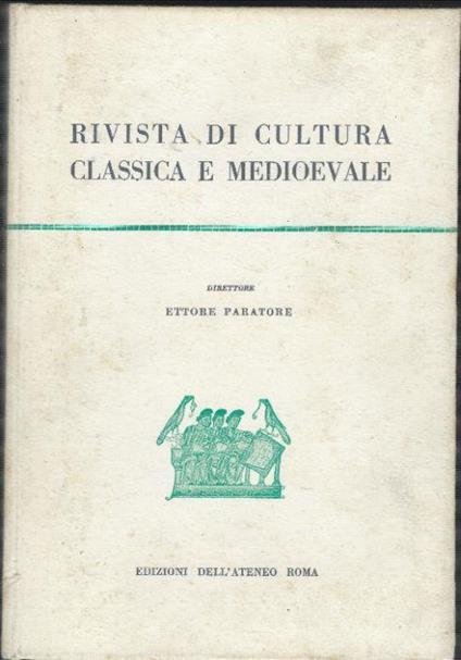 Rivista Di Cultura Classica E Medioevale - copertina
