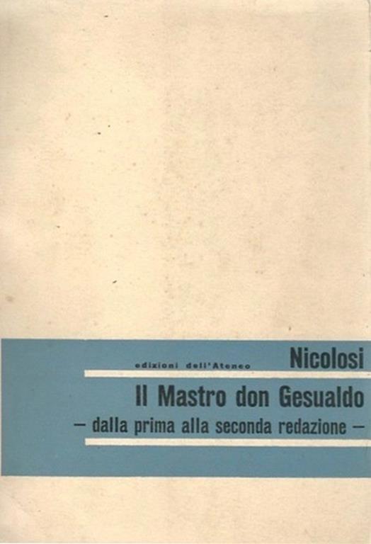 Il Mastro don Gesualdo dalla prima alla seconda redazione - Francesco Nicolosi - copertina