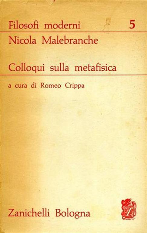 Colloqui sulla metafisica - Nicolas Malebranche - copertina