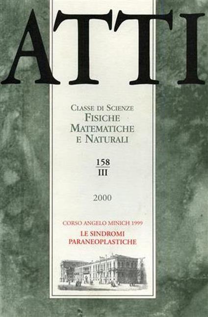 Atti. Classe di Scienze Fisiche, Matematiche e Naturali. N. 158. fascicolo III - copertina