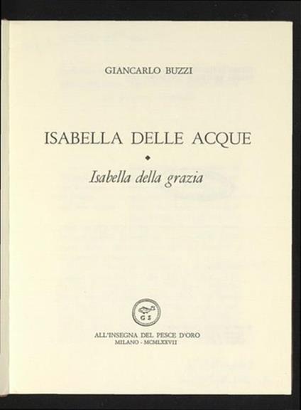 Isabella della Grazia - Giancarlo Buzzi - copertina