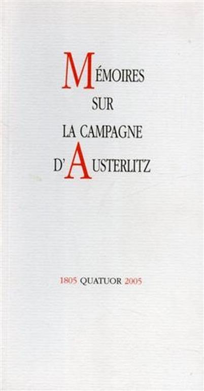 Memoires sur la campagne d'Austerlitz - copertina