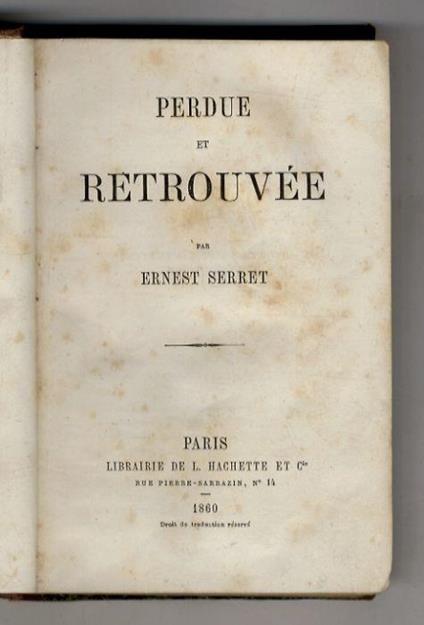 Perdue et retrouvée - copertina