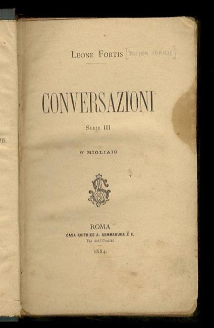 Conversazioni. Serie III. 6° migliaio - Leone Fortis - copertina